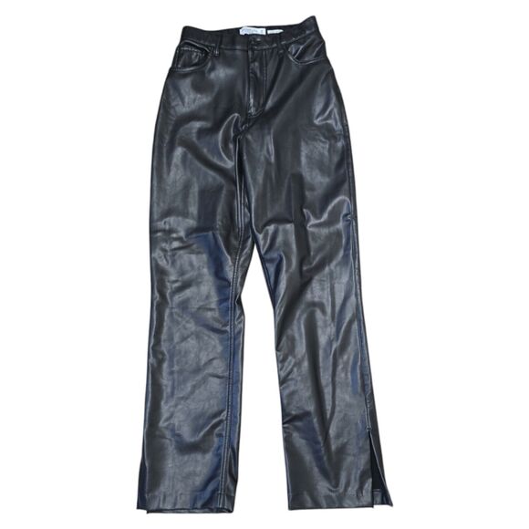Abercrombie & Fitch The 90s Straight Ultra High Rise Vegan Leather Pants Size 26 - Picture 1 of 13
